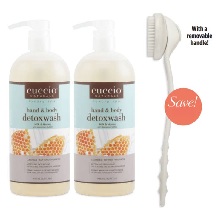 Detox Bundle: 2 Milk & Honey Hand & Body Detox Wash 32oz + Pedi Brush for wholesale by Cuccio