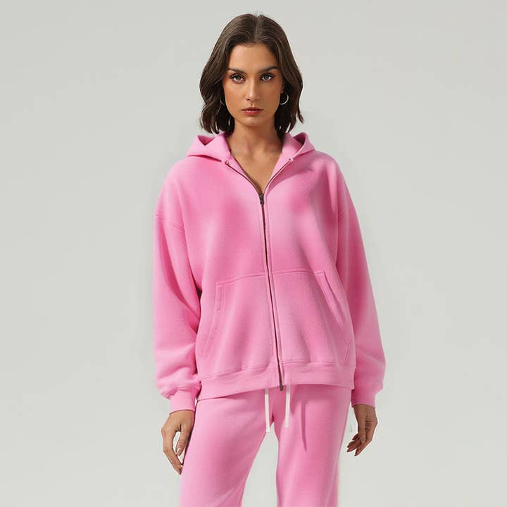 Sodalemon - Wholesale Hoodie – Women's - Unisex Fleece Boxy Zip Hoodie: Short Fit Retro16