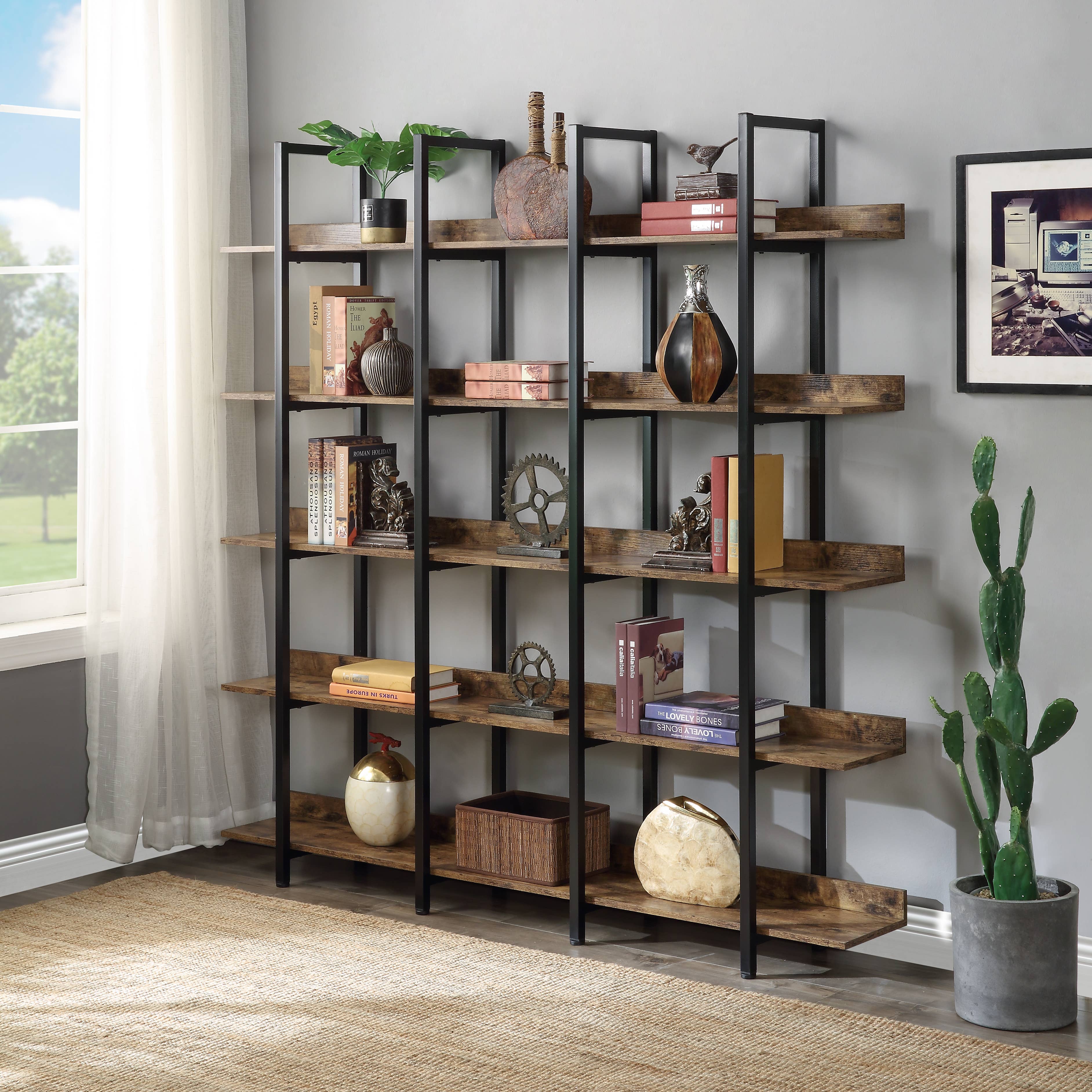 39F Inc. - Wholesale Bookcase - 5-Tier Industrial Bookcase Shelves Metal Frame,5 Colors3