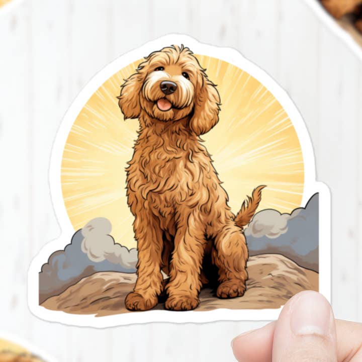 Goldendoodle klistermærke | Kæledyr, hundeklistermærke for engroshandel hos Mystical Clarity