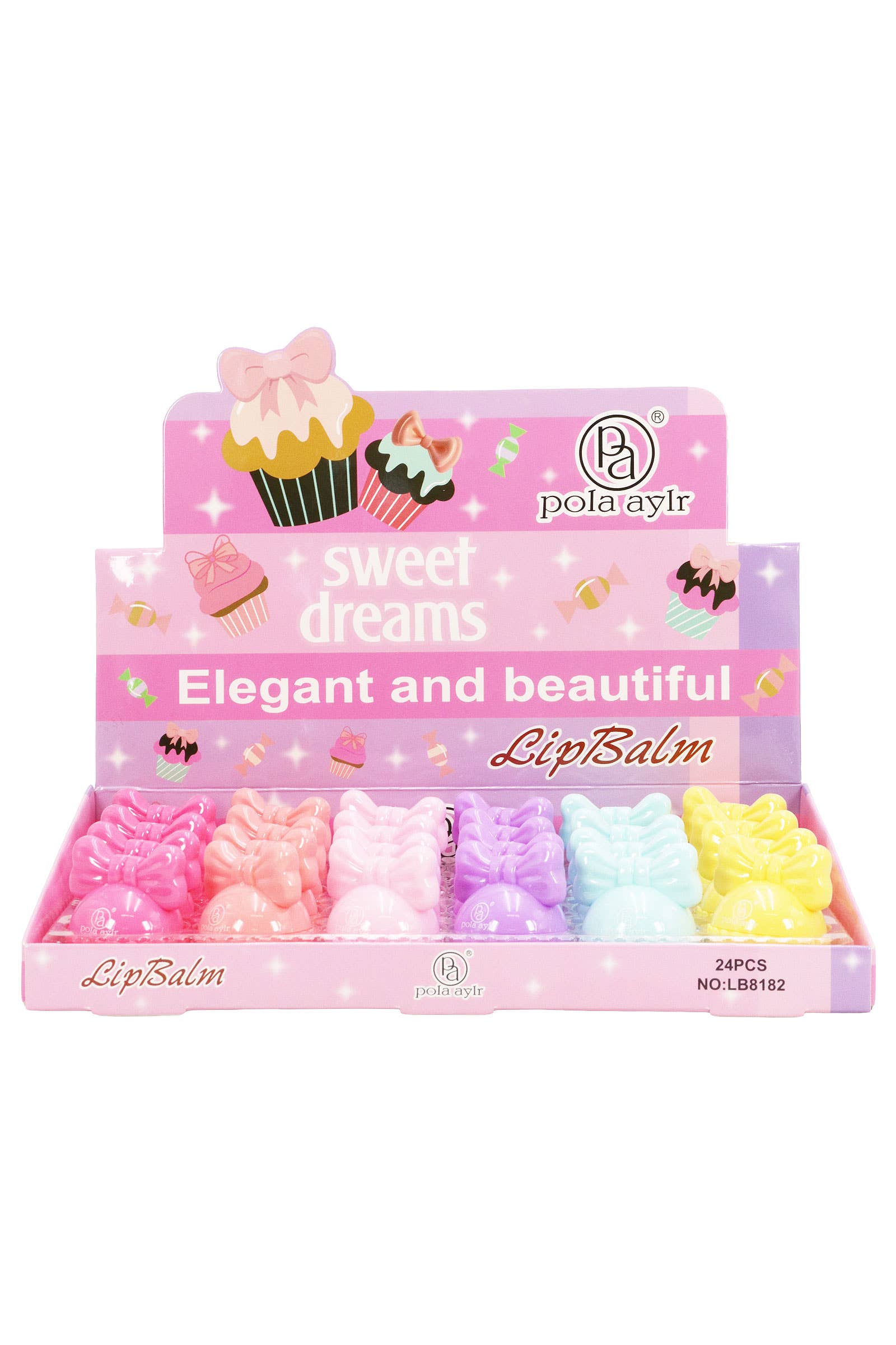 SORTIERT Cupcake Schleifenband Runde Lippenbalsam - 24 Stück für den Großhandel auf Faire2