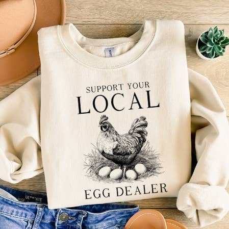 Chicken sweatshirt, funny farmhumor, support your egg dealer for wholesale by Glaminfinity Creations
