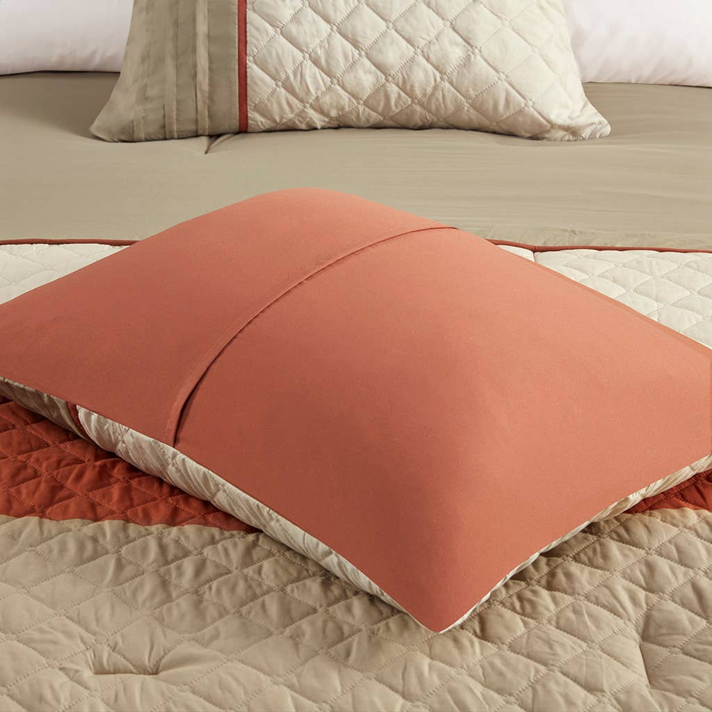 Olliix - Vente Parure de lit - Ensemble de couette en microfibre à rayures colorées, 7 pièces, Spice7