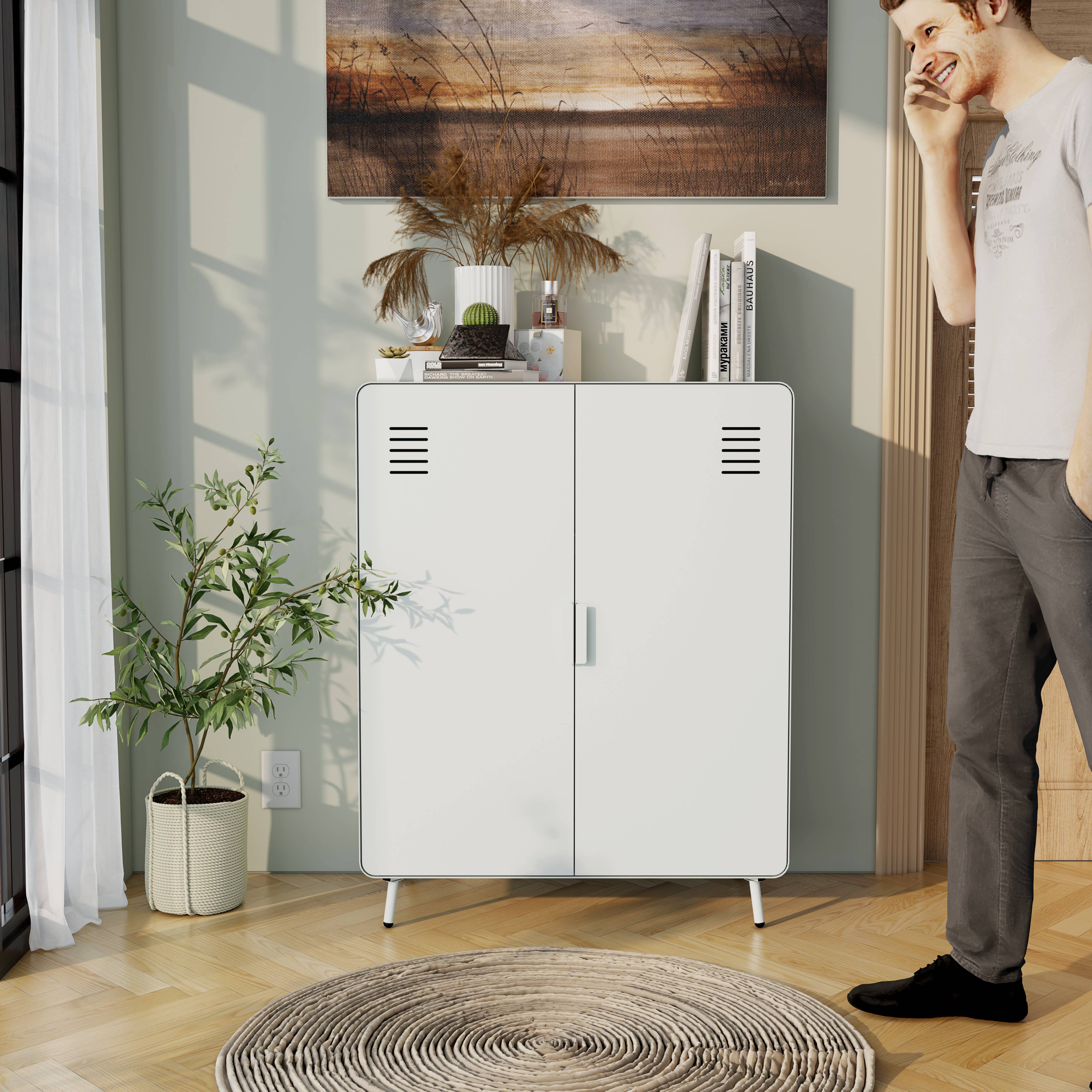 HOMYCASA DESIGN INC - Wholesale Cabinet - Industrial 2-Door Steel Storage Cabinet - 31.5" Wide6