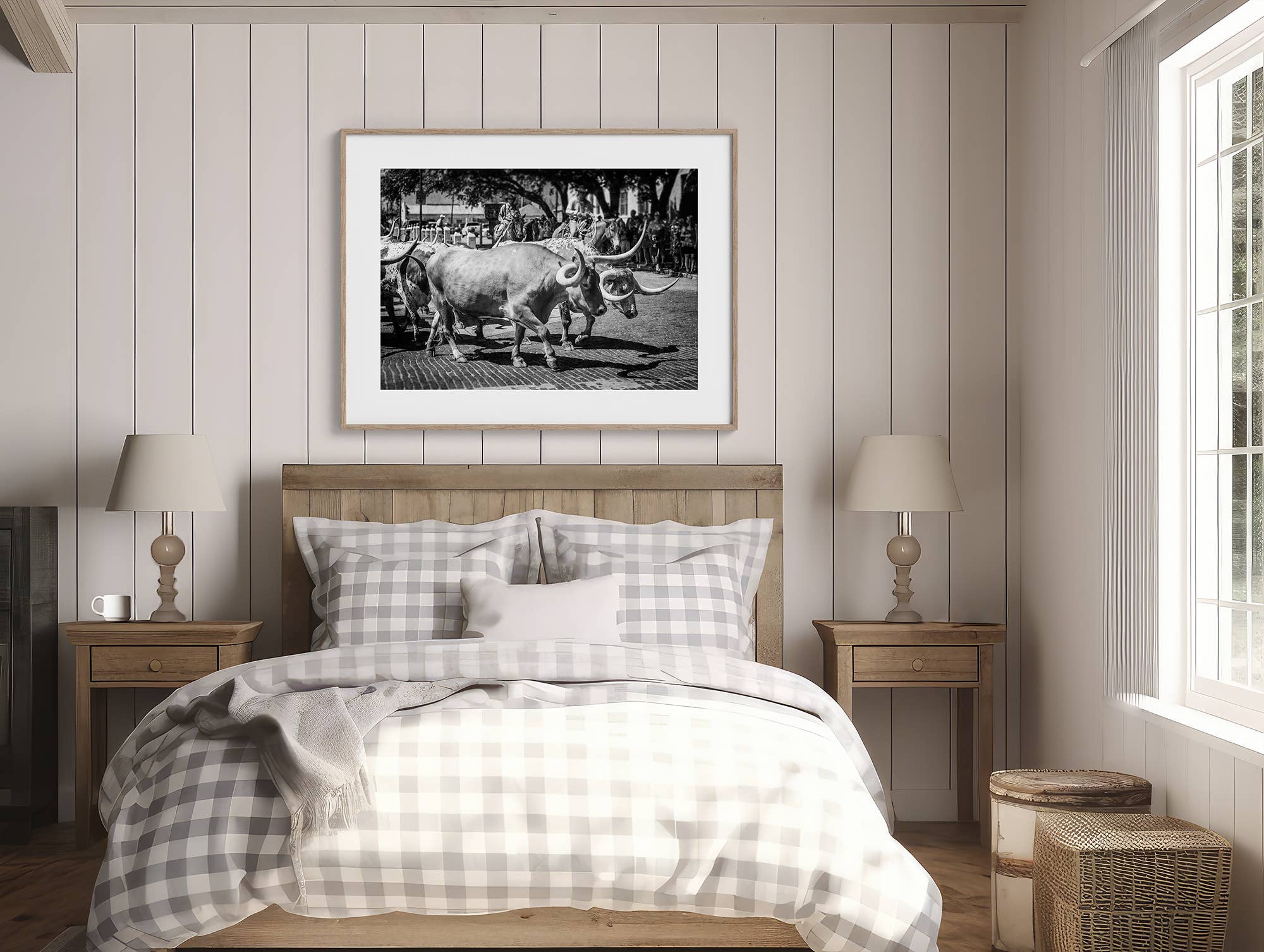 Lisa Russo Fine Art - Wholesale Art Print - Fort Worth Herd | Longhorn Cattle Drive in Black and White2
