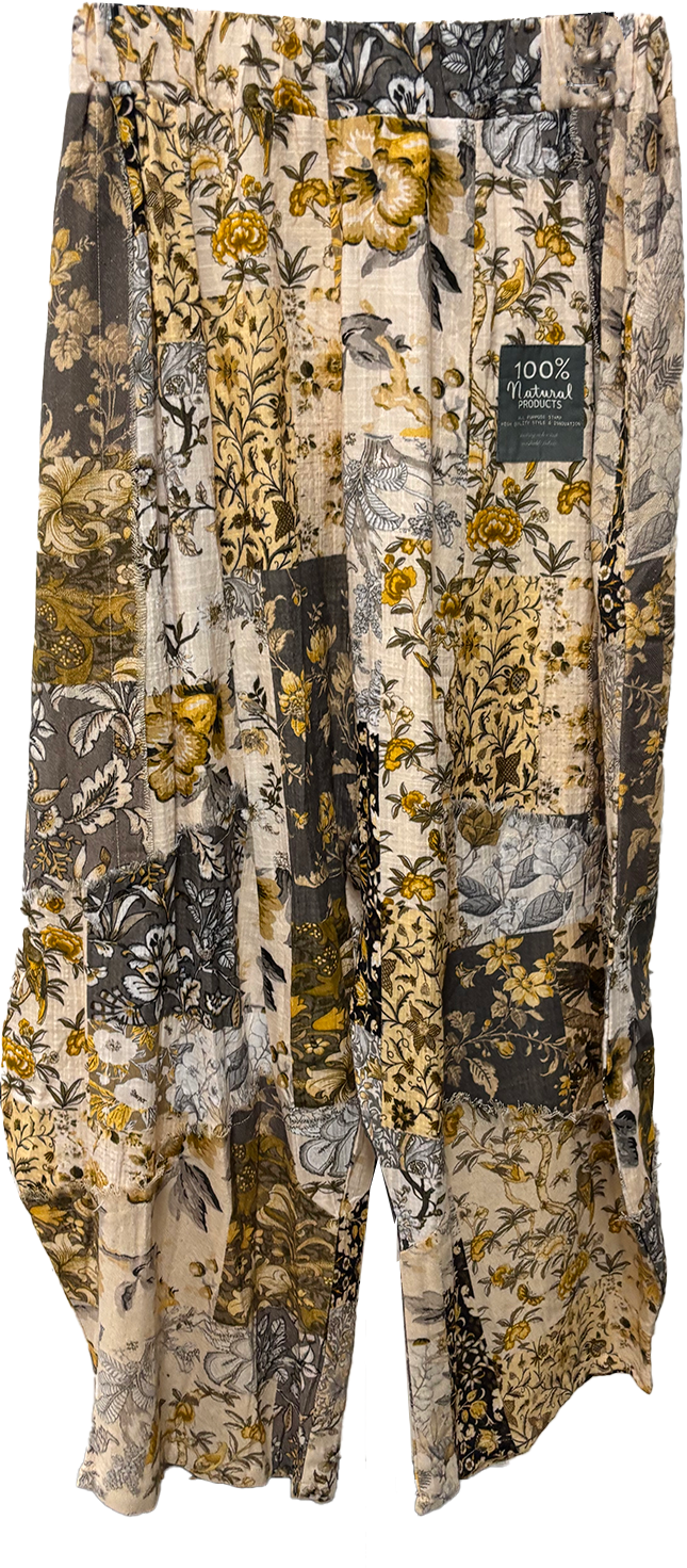 LeParisPetit by I Love Linen - Wholesale Pants - Women's - Harem Pant w/ Floral Patchwork in Two (2) Colors1