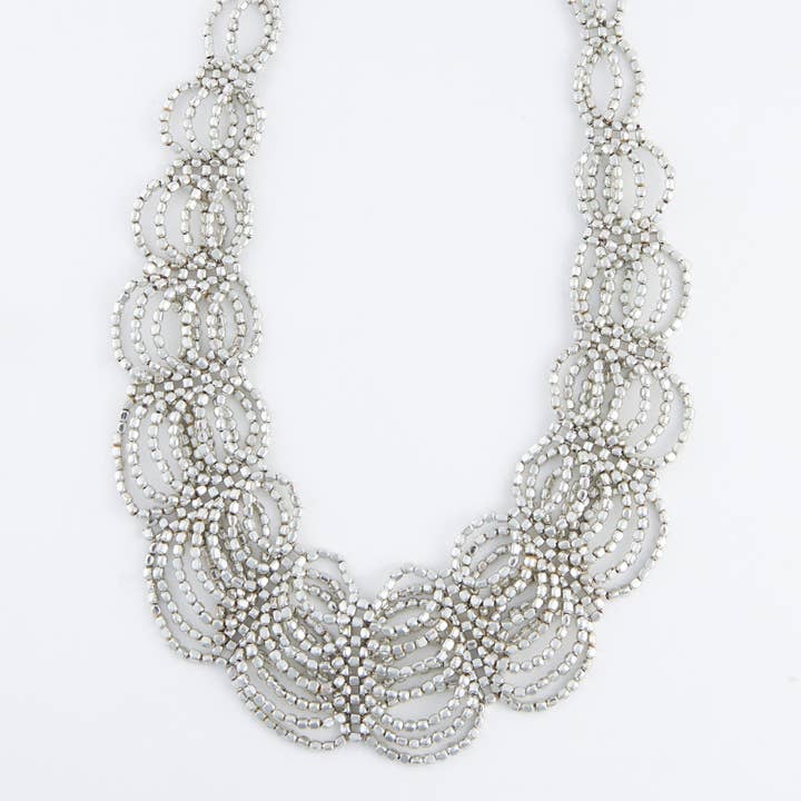 Elsie & Zoey - Wholesale Choker/Collar - Lisette Silver Beaded 18" Collar Necklace2