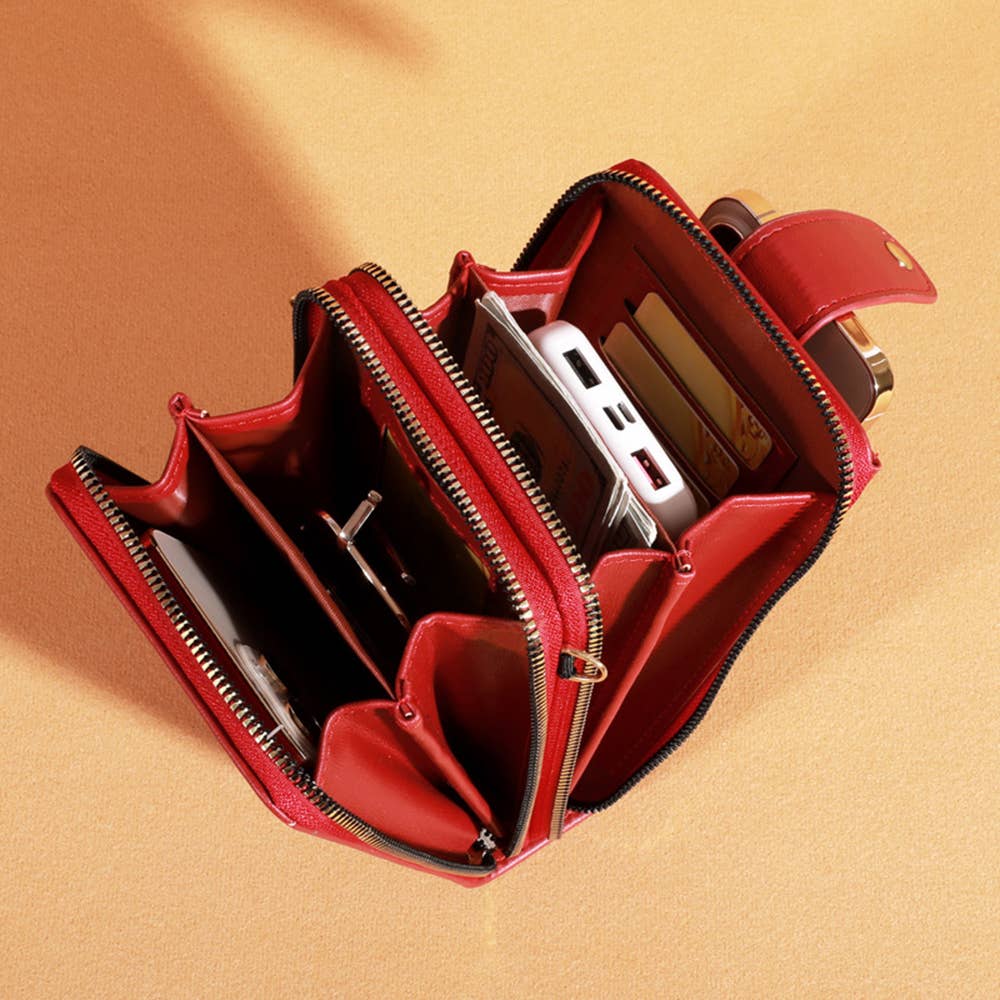 Wholesalesir - Wholesale Crossbody Bag - Women's - Solid Color Three-layer Phone Wallet5