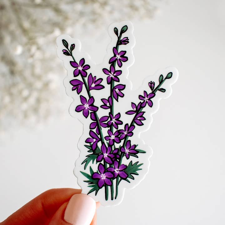 Larkspur Vinyl Sticker - July Birth Month for wholesale by Wild Peonies Studio