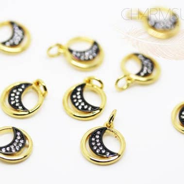 Colgante de Media Luna de Oro o Plata con Pavé de CZ CPG-CPS255 para venta al por mayor de Jewel Pledge