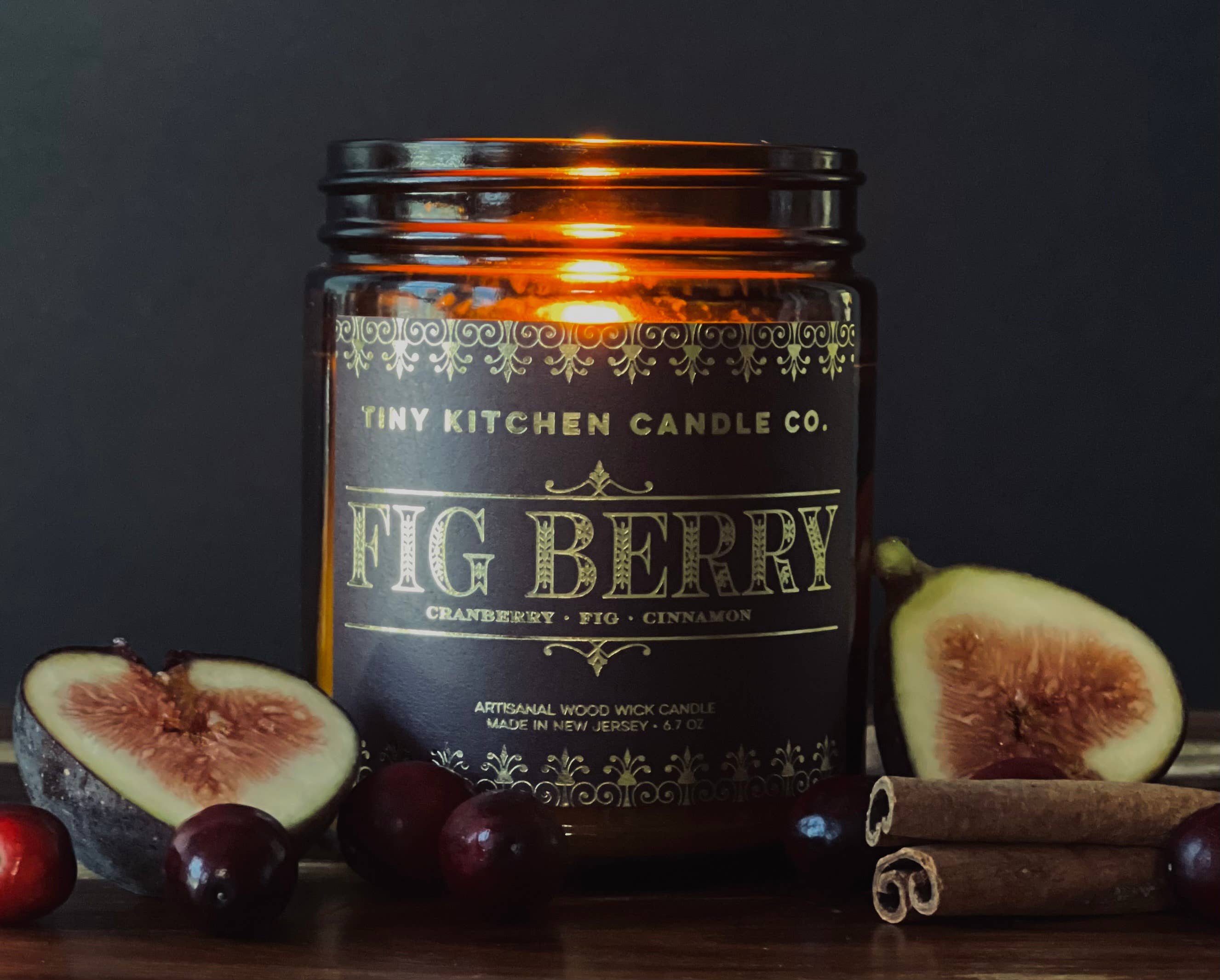 Tiny Kitchen Candle Co. - Vente Bougie en bocal - Bougie à mèche en bois de figuier, 8 oz1