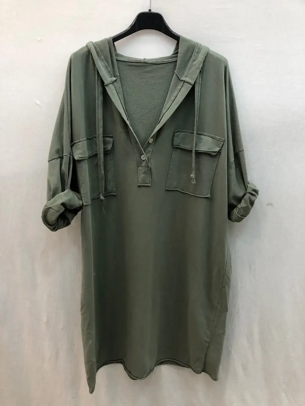 Mimi & Gogo - Wholesale Dress - Women's - Hooded sweatshirt dress with pockets @8587_RSweatsPoche12