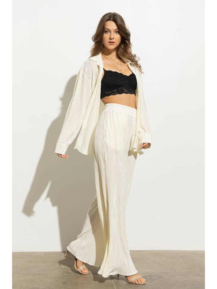 Blue B - Wholesale Lounge Set - Women's - 32108SET - Accordion Pleat Button Blouse Pant Lounge Set24