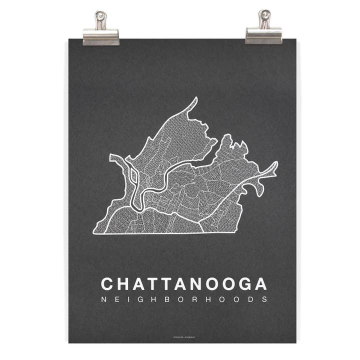 Native Maps - Wholesale Poster - Poster met stadsplattegrond van de wijk Chattanooga, TN1