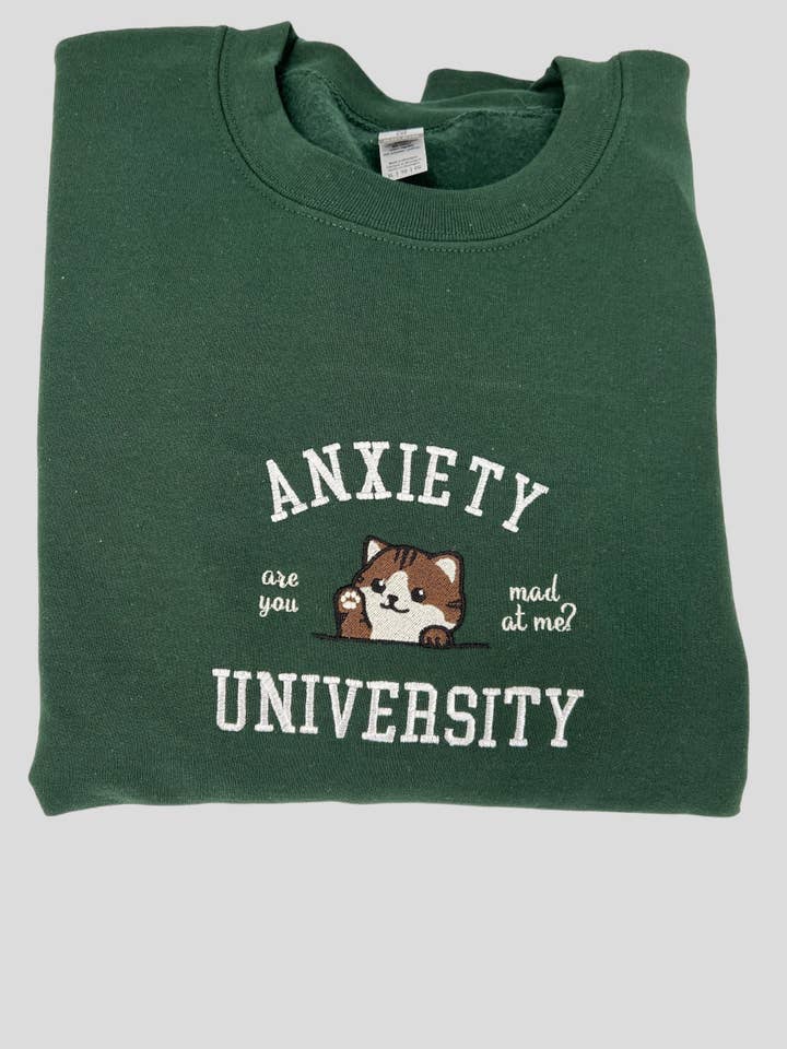 Anxiety University Cute Cat Embroidered Apparel for wholesale by Totally Iced Out