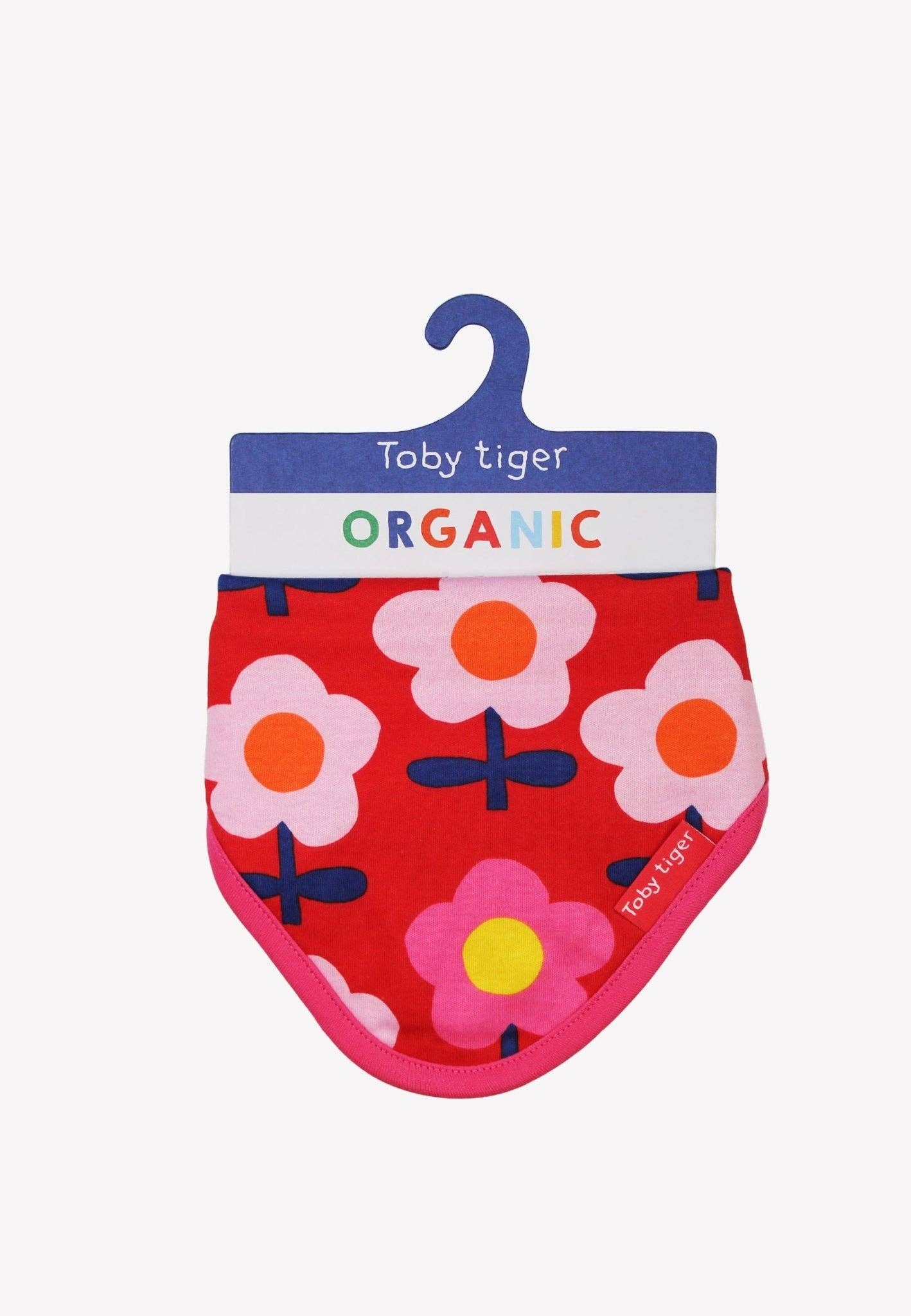 Toby Tiger – wholesale Bib – Baby – Organic Pink Flower Print Dribble Bib0