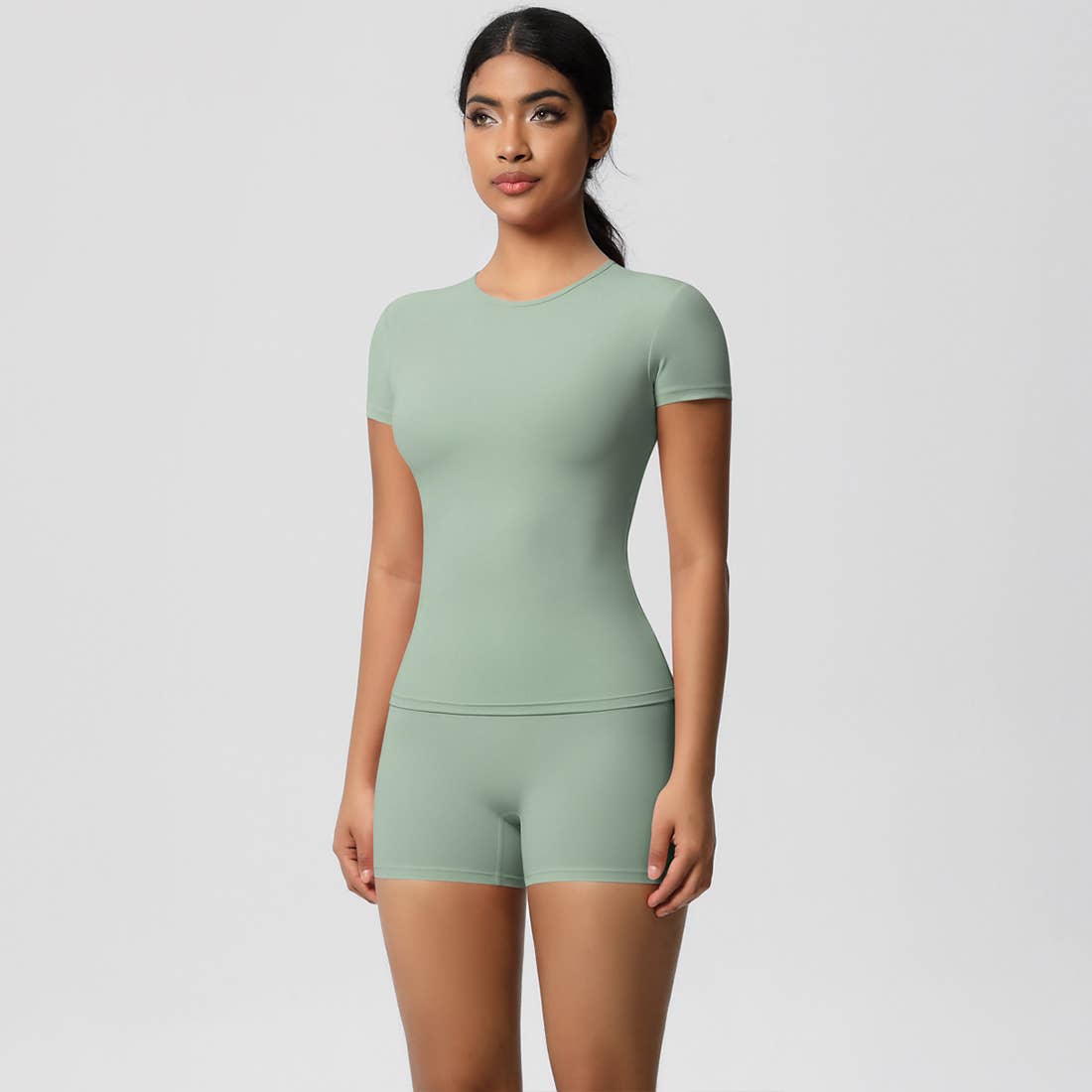 Sodalemon – wholesale Activewear set – Women′s – Women Yoga Set: Quick Dry Breathable Short Sleeve + Shorts13