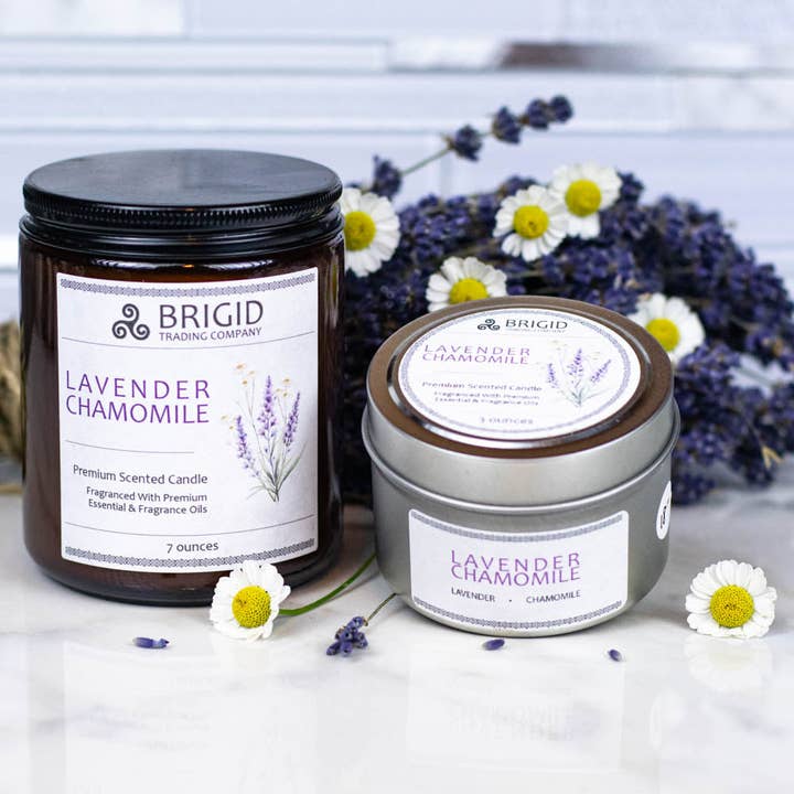 Vela de cera de soja de lavanda y manzanilla - Lavanda y manzanilla para venta al por mayor de Brigid Trading Company