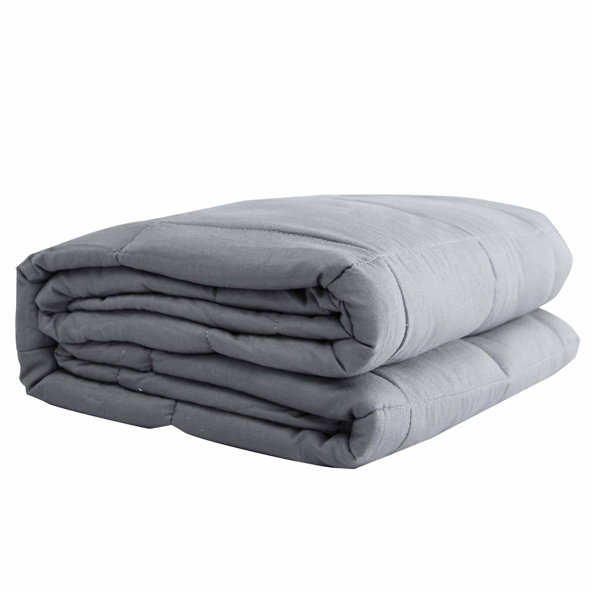 HomeRoots - Wholesale Throw Blanket - 48" X 72" Light Gray Cotton Quilted Plush 15 Pound Weighted Blanket0