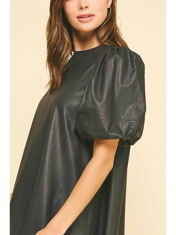 PINCH - Wholesale Dress - Women's - PU LEATHER TUNIC DRESS - 6514D18