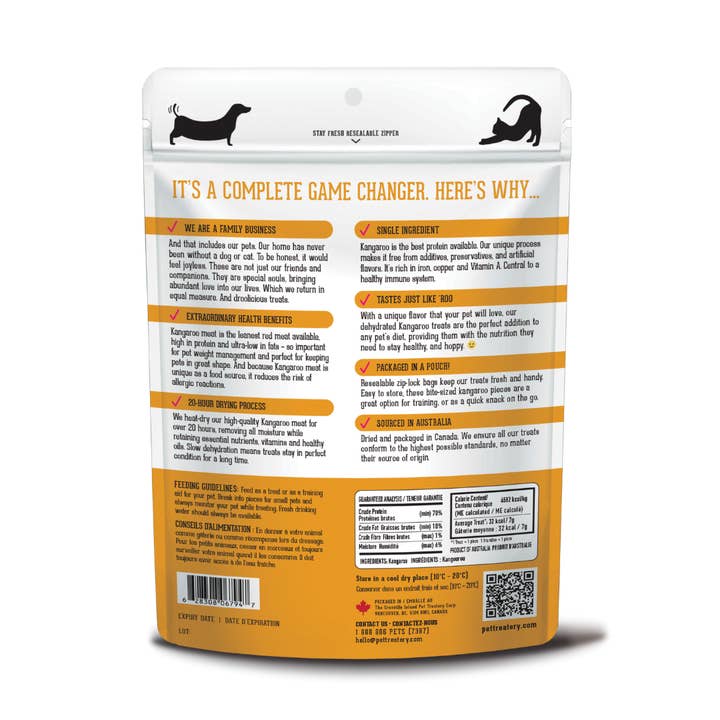 The Granville Island Pet Treatery (Canada) - Wholesale Pet Treats - Dog - Kangaroo Dehydrated Pet Treats: High-Protein & Low-Fat