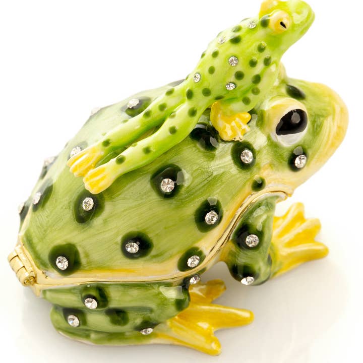Keren Kopal - Wholesale Decorative Figurine - Black Spotted Toad Frog with a Baby Frog on the back18