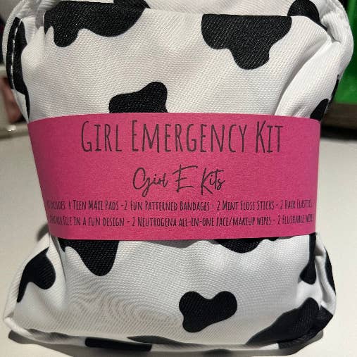First Period Kit - Cow Print for wholesale by Girl E Kits
