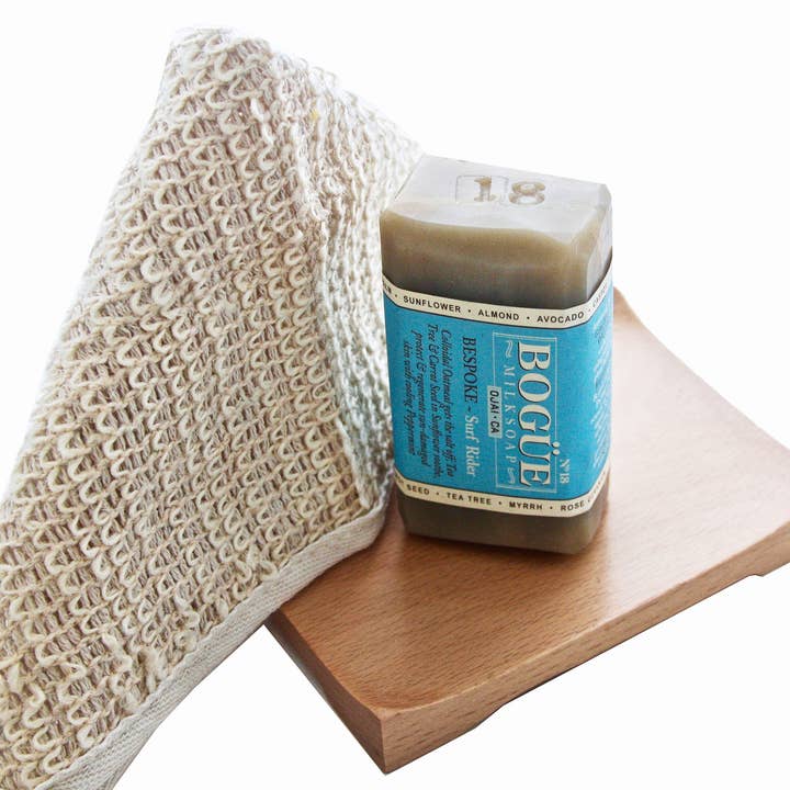 No.18 Surf Rider Goat Milk Soap Giftset w Cloth & Tray for wholesale by Bogue Milk Soap