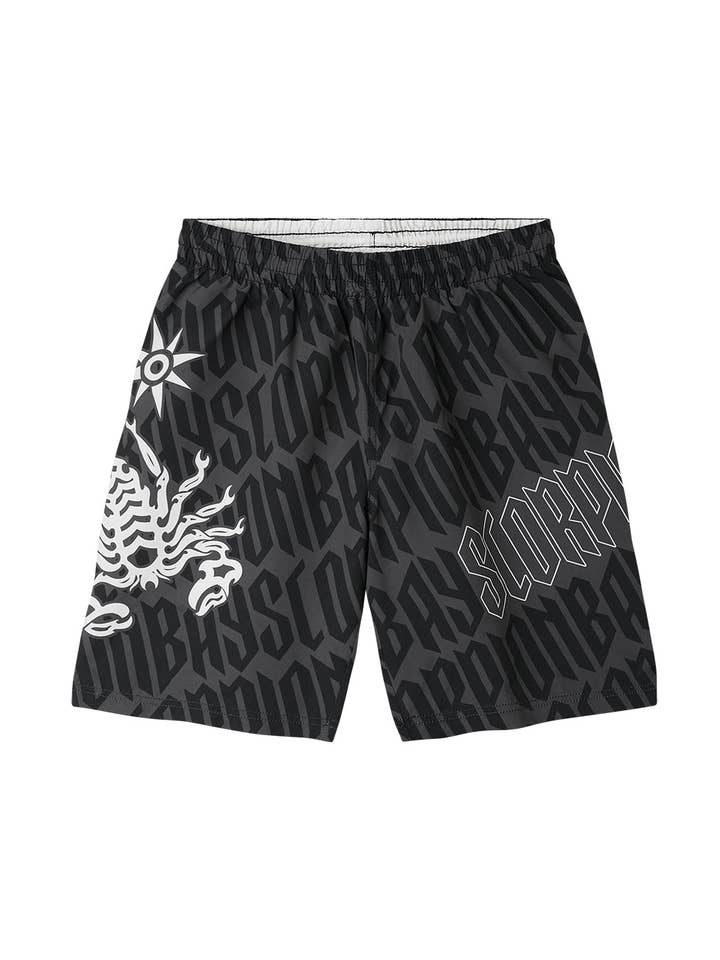 Heren zwembroek met all-over "Gothic lettering" print voor wholesale door Scorpion Bay