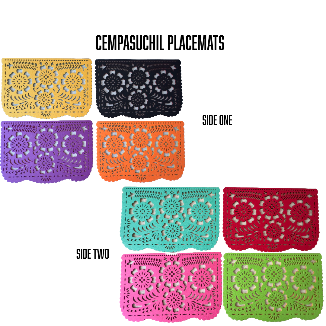 Xochico - Venta al por mayor Manteles individuales - Juegos de manteles individuales de fieltro de doble cara «Papel Picado» (florales)1