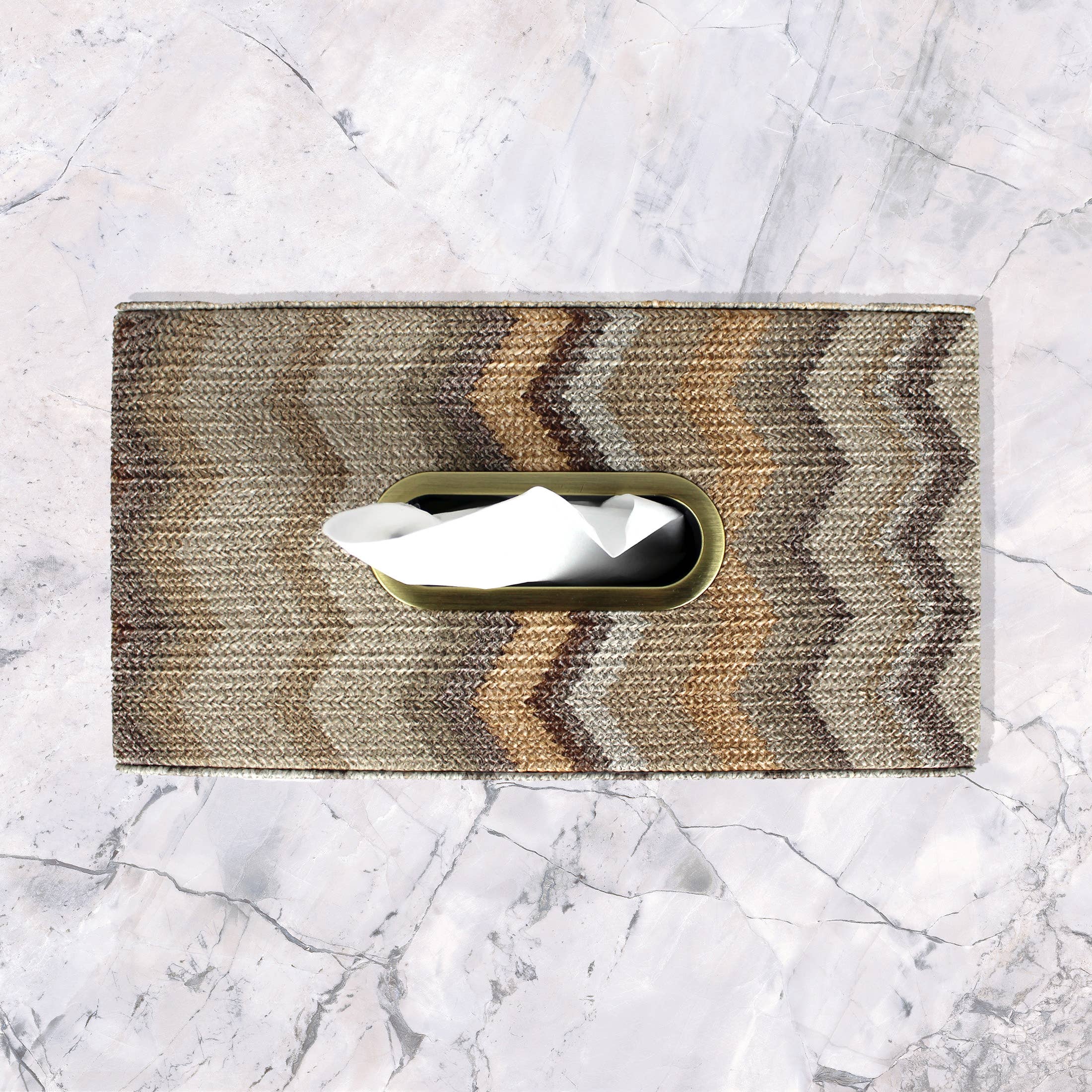 Signature Home Collection GmbH - Wholesale Tissue Box - Tissue box zigzag brown gray pattern tissue box4