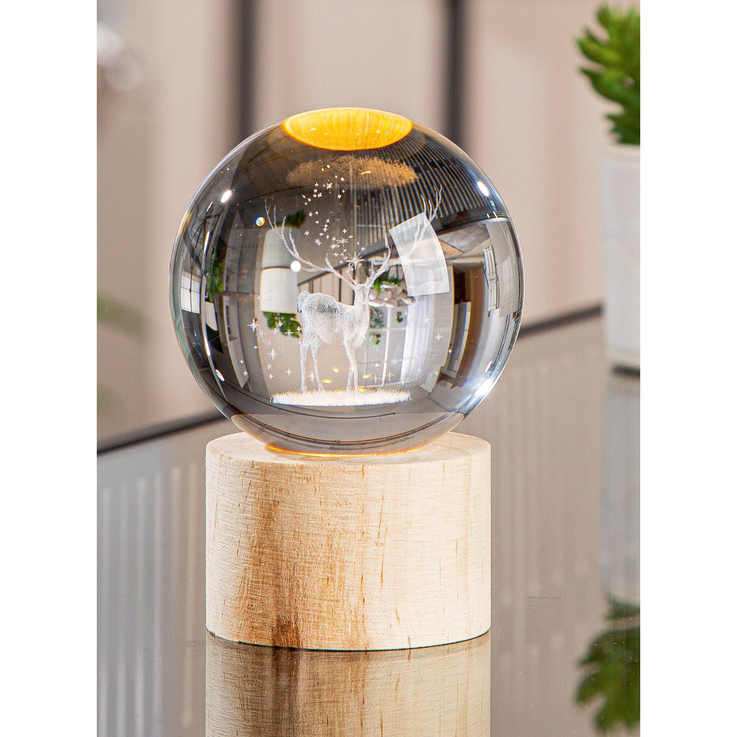 natural colors 2-piece set decorative object (LED) sphere Cervo H. 11.5 cm, pack of 4 for wholesale on Faire1