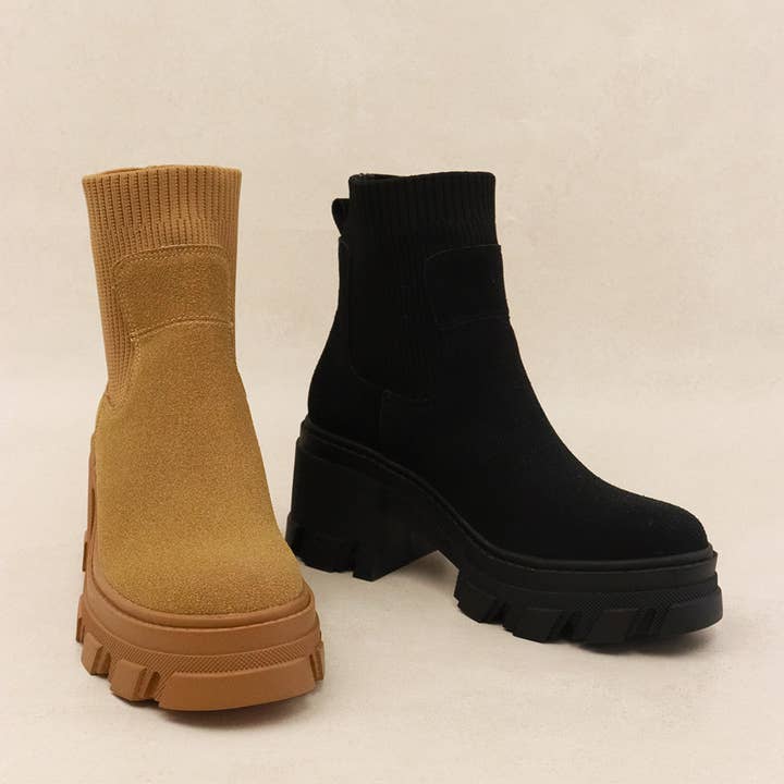 PARK AVE - Chunky Ankle Booties, Faux Suede for wholesale by Lemonade Shoes