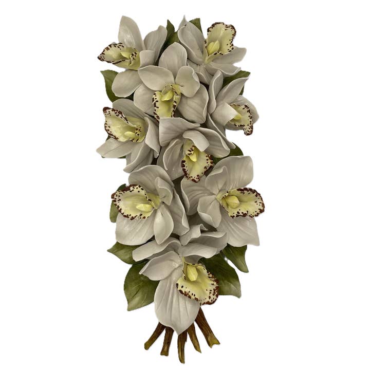 AF13 - Ramo en cascada de orquídeas de porcelana Made In Italy para venta al por mayor de LUEM ART ceramiche e porcellane di Capodimonte Made In Italy