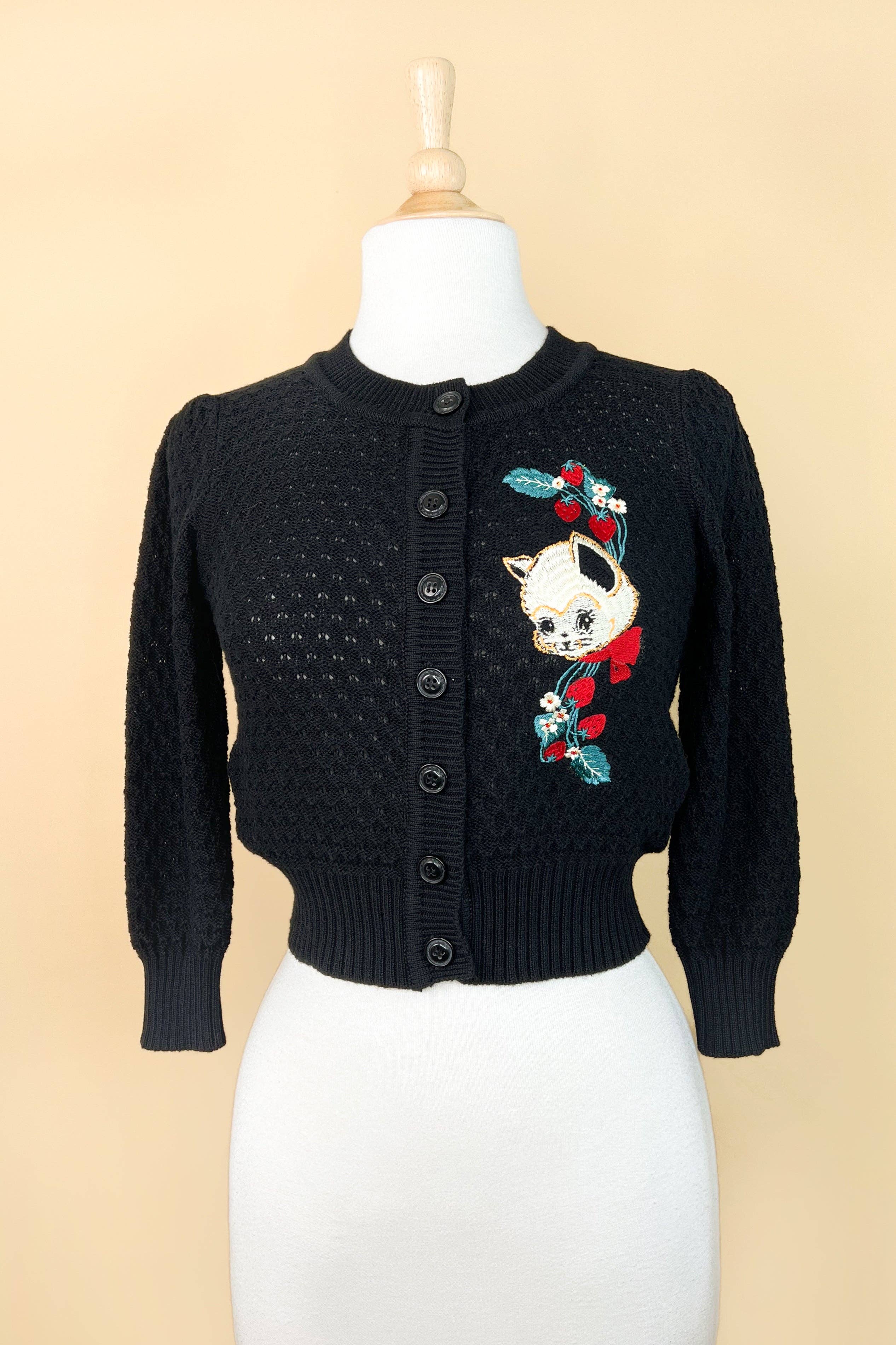 Mischief Made – wholesale Cardigan – Women’s – Strawberry Fields Forever Cropped Cardigan in Black6