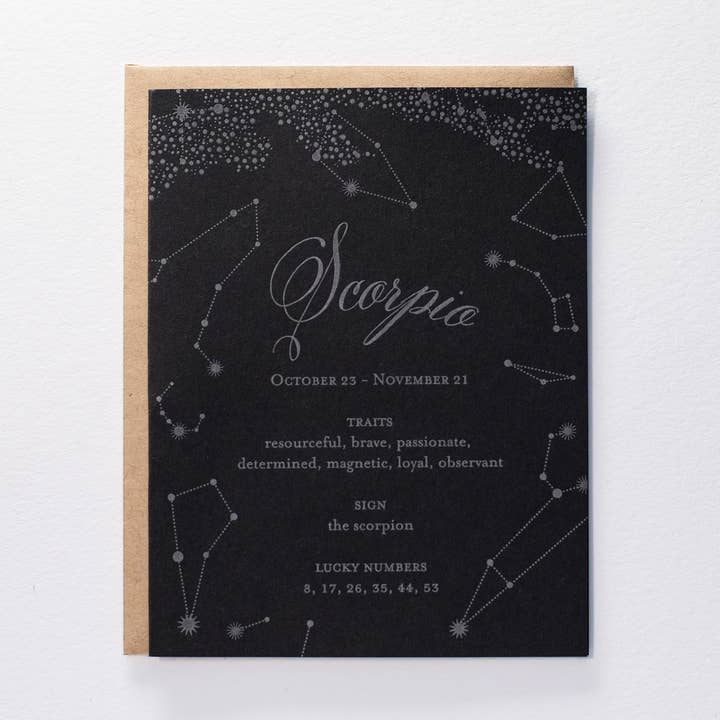 Scorpio Pop Up Card for wholesale by Pistachio Press