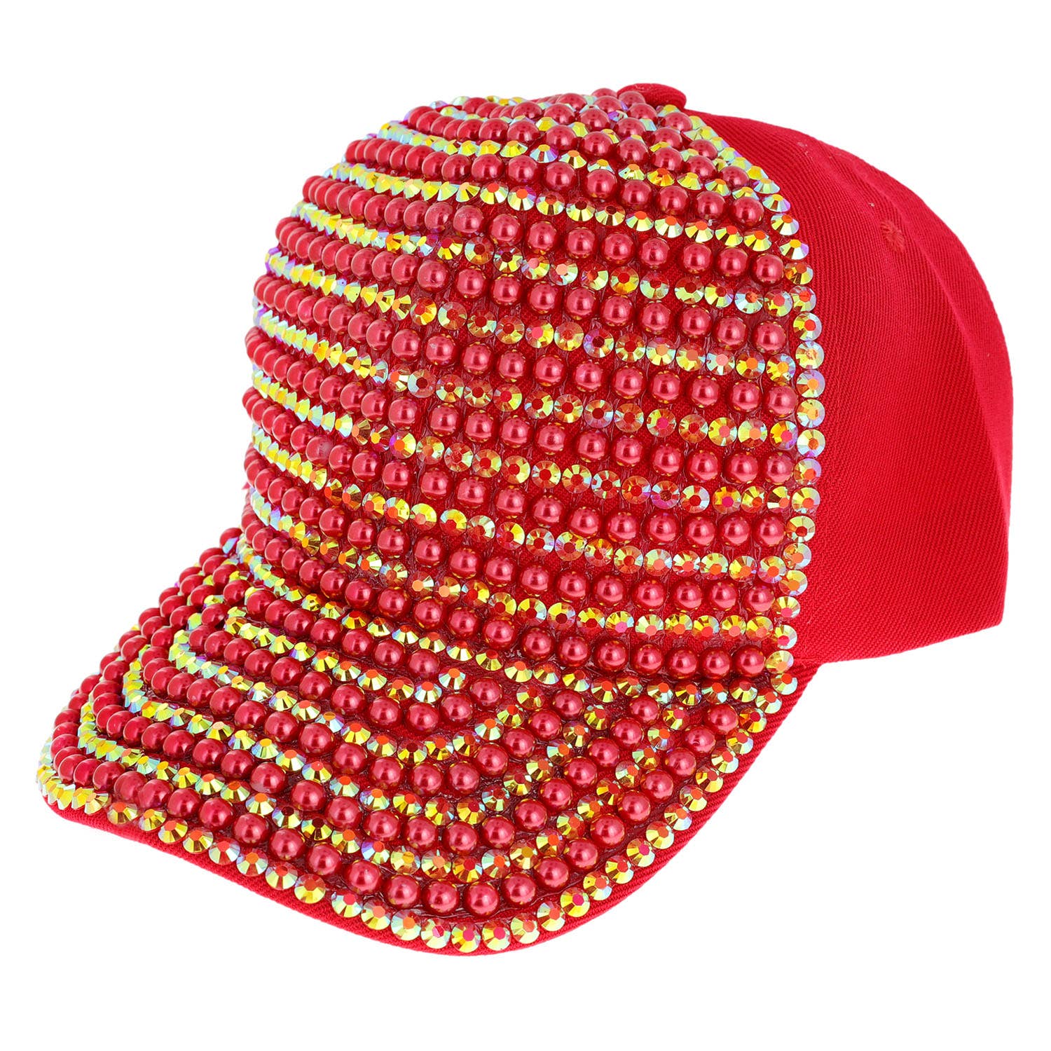 SP Sophia Collection - Wholesale Baseball Cap - Women's - Iridescent Rhinestone & Pearl Bling Baseball Cap3