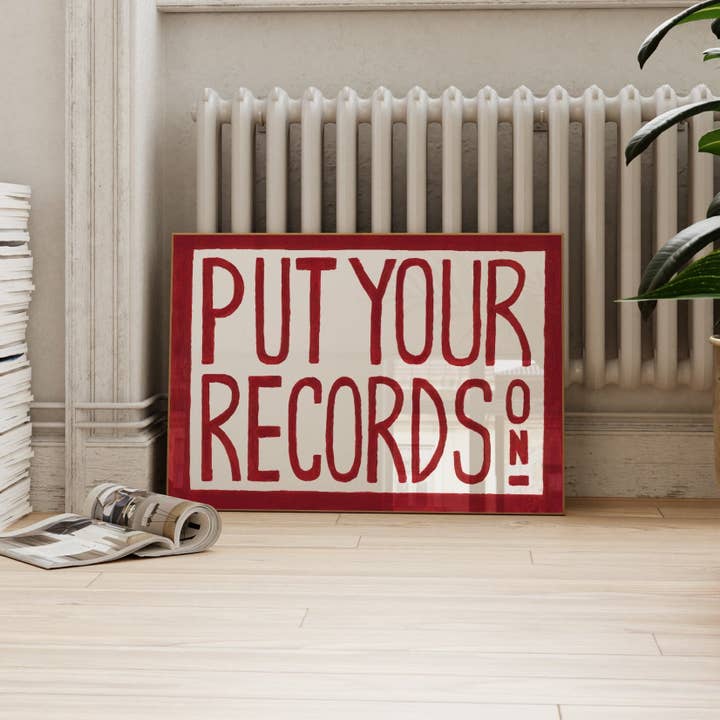 Lune Club - Wholesale Art Print - Put Your Records On Retro Hand Painted Print
