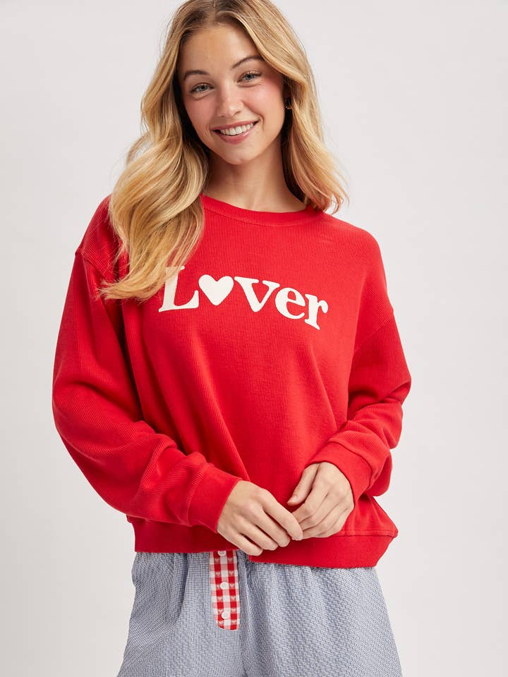 LOVER HEART SWEATSHIRT / WL25-11412 for wholesale by Wishlist Apparel