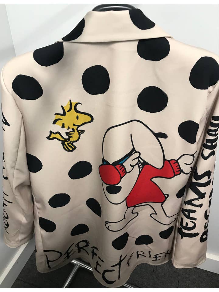 LOOWIE - Wholesale Blazer - Women's - LBLA101 One Size Italian Polka Dots Snoopy Print Blazer