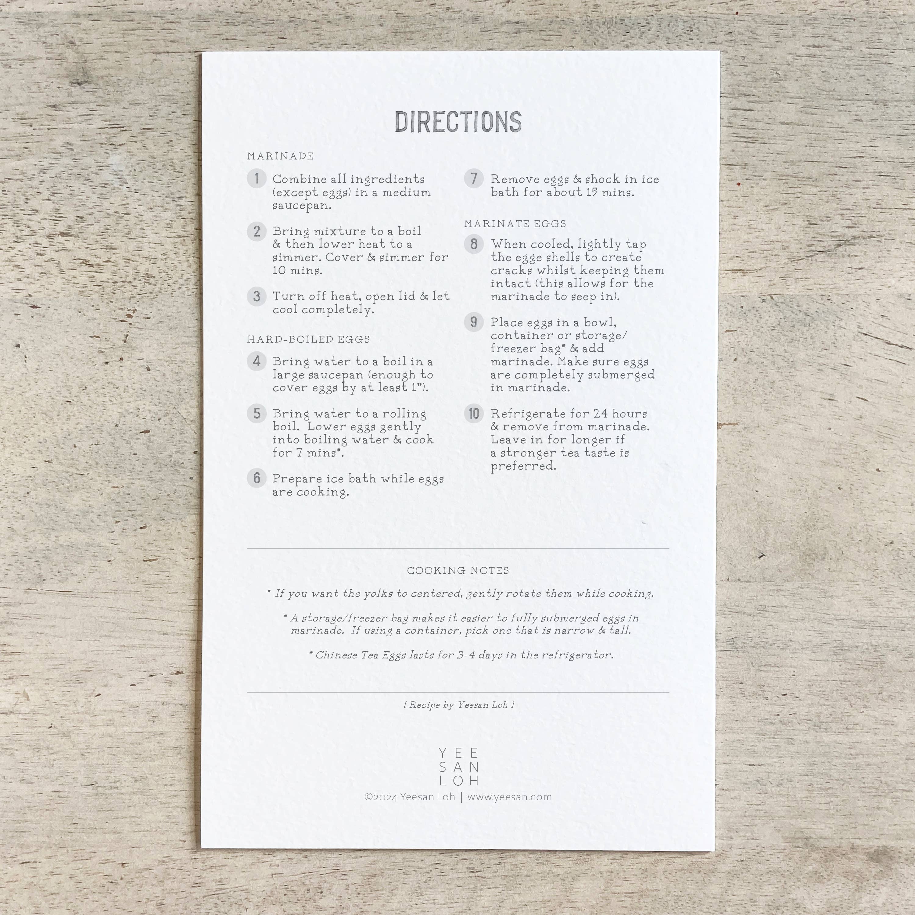 Yeesan Loh - Wholesale Recipe Card - Recipe Card / Chinese Tea Egg1