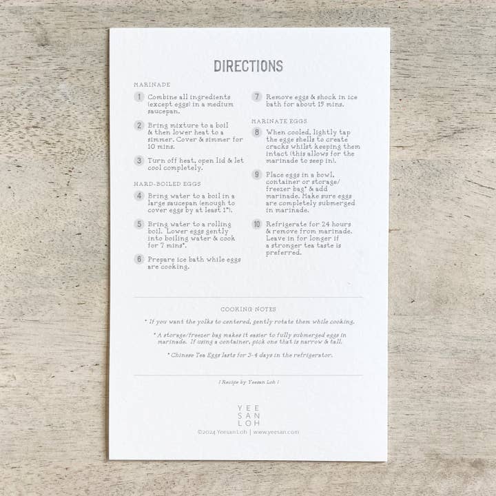 Yeesan Loh - Wholesale Recipe Card - Recipe Card / Chinese Tea Egg1