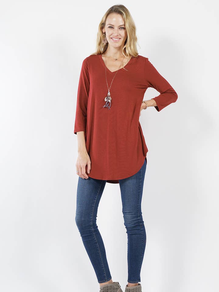 ...1015 3/4 Sleeve V Neck Top Sample Sale SI-10832 for wholesale by 42POPS