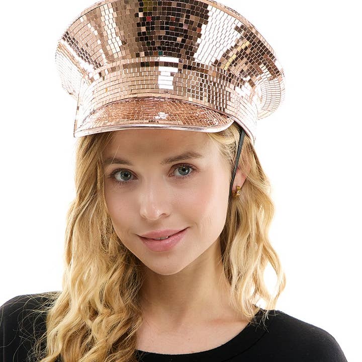 Rose Gold Mirror Captain Hat for wholesale by KBW Global Corp.