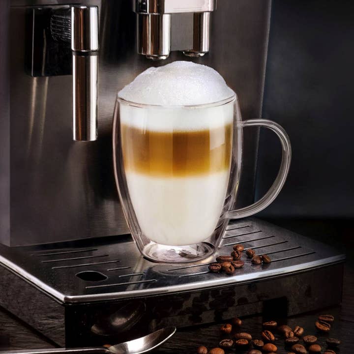 Creano - Wholesale Coffee Mug - Double walled thermal glass dg-hh 400 ml; set of 4