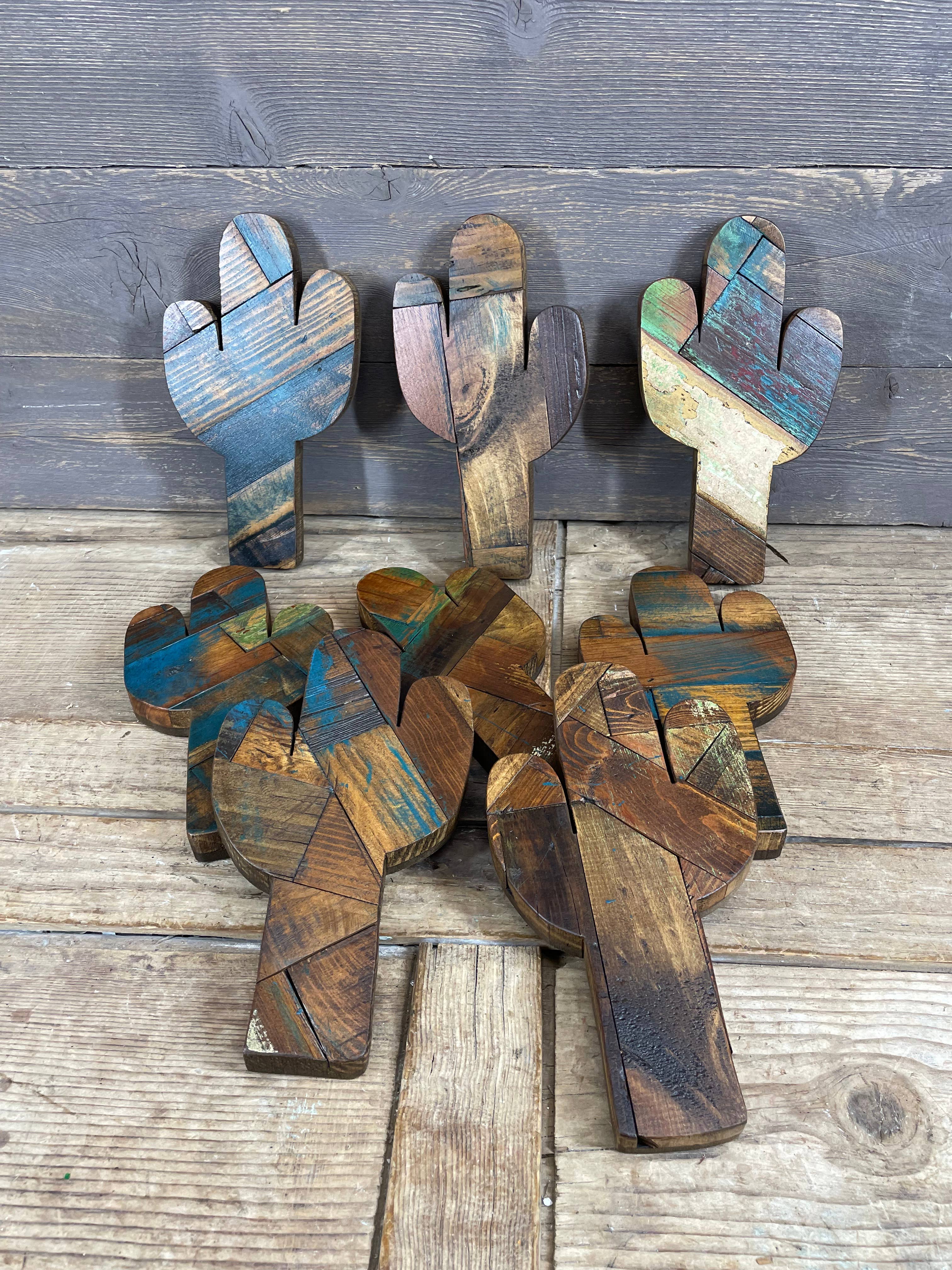 My Amigos Imports - Vente Décoration murale - Décoration murale en bois recyclé avec cactus, désert, sahuaro, 6 x 10 cactus5