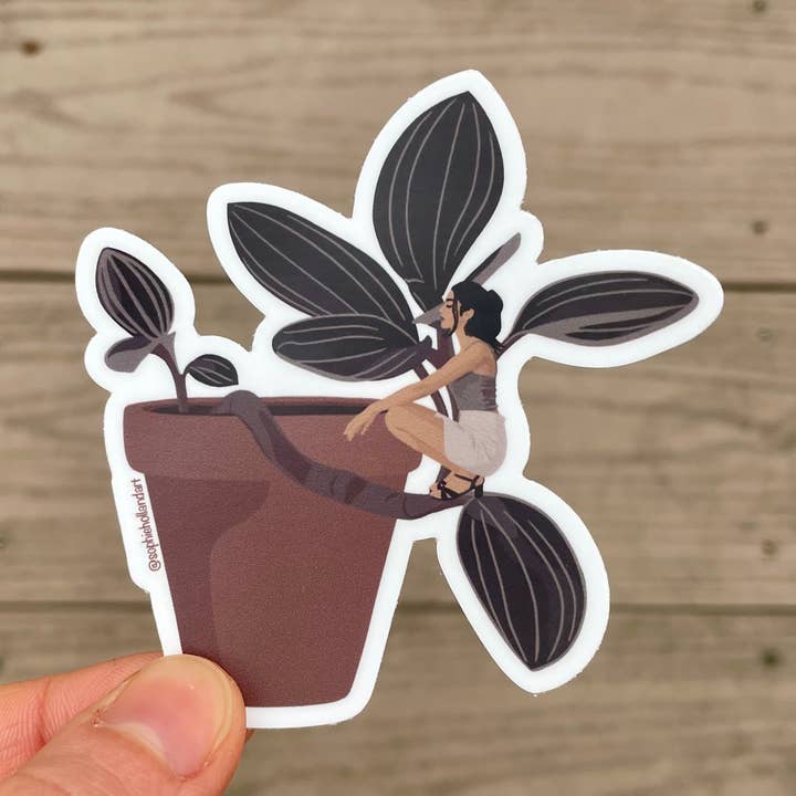 Jewel Orchid Girl Sticker for wholesale by Sophie Holland Art