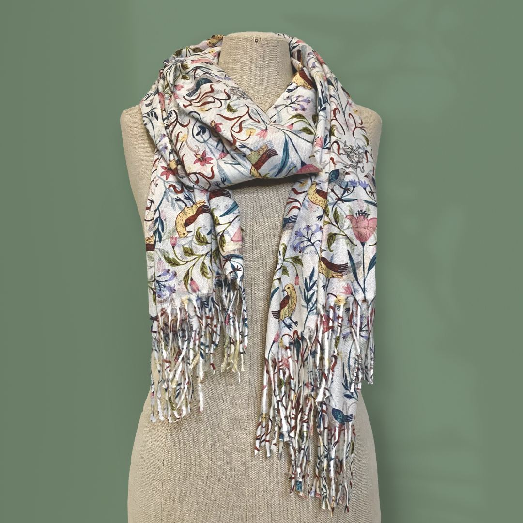 Narrative Material - Wholesale Scarf - Women's - Courtyard Birds Scarf4