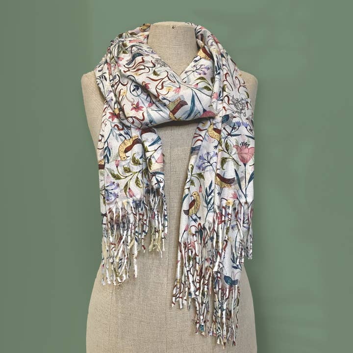 Narrative Material - Wholesale Scarf - Women's - Courtyard Birds Scarf4