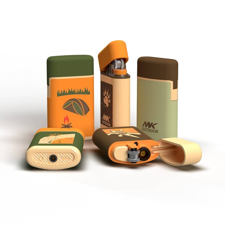 MK Lighter Company – Isqueiro por atacado – Isqueiro MK Série Outdoor, Conjunto Camper F, Isqueiro Torch Flame